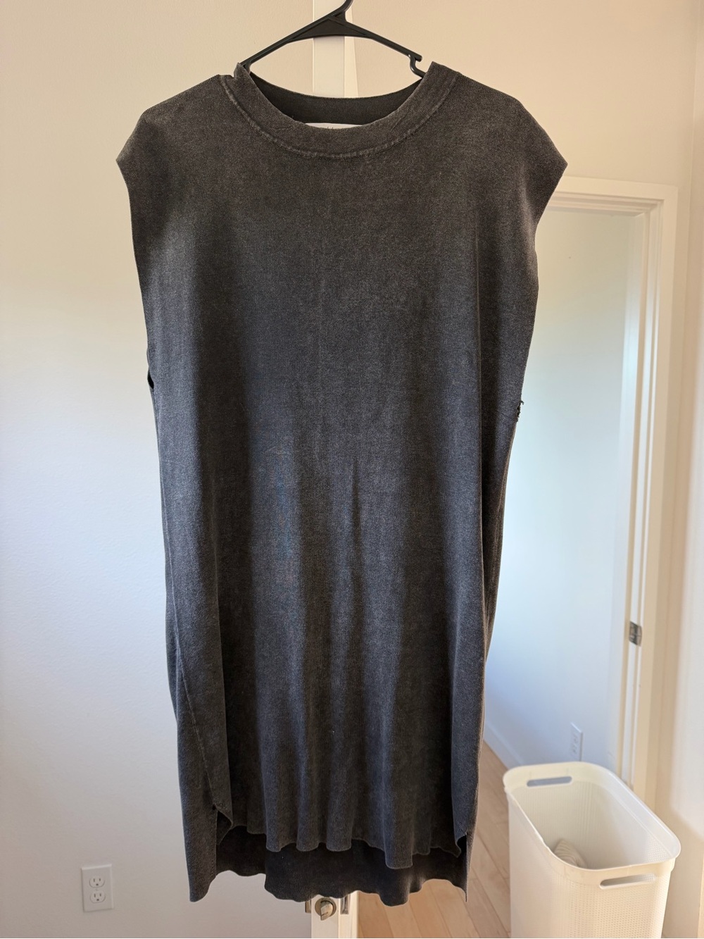 Callahan Washed Charcoal Sleeveless Midi Knit Dress
